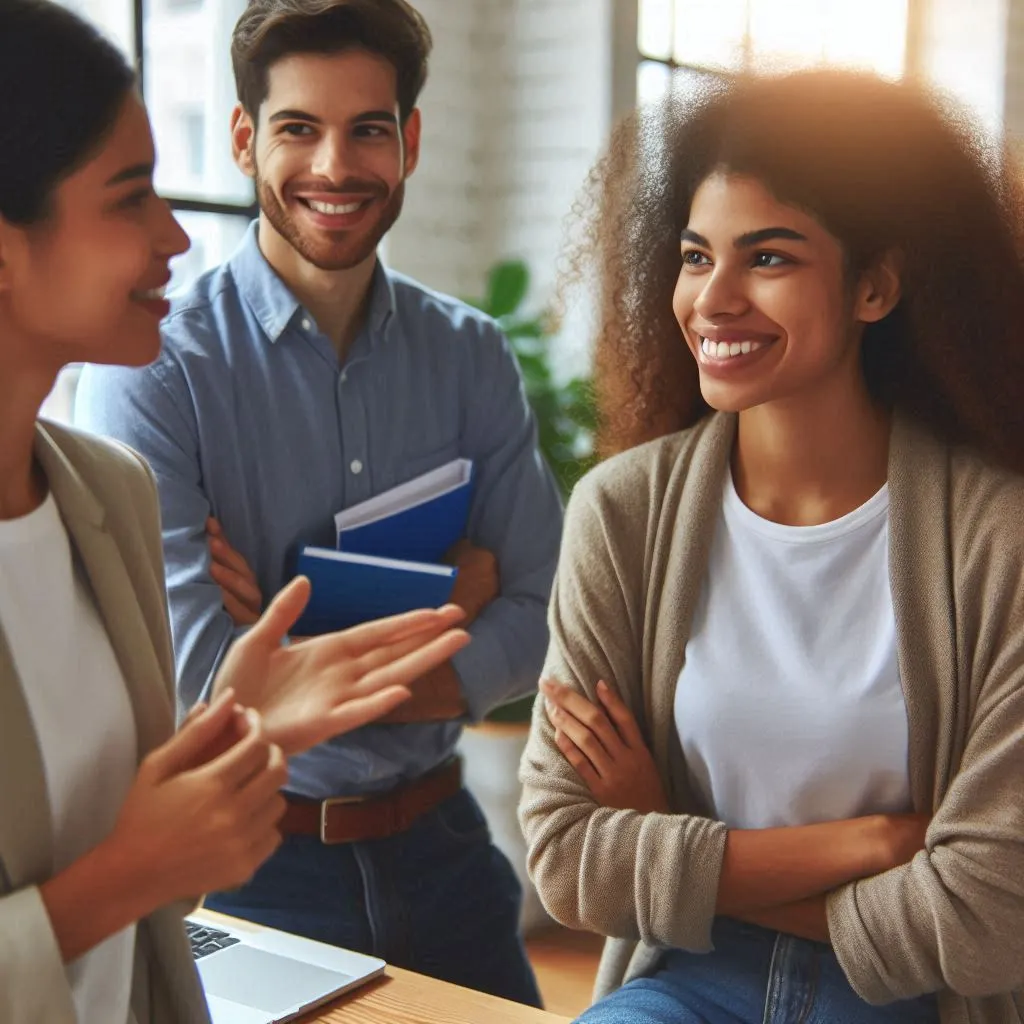 pessoas conversando no trabalho em inglês